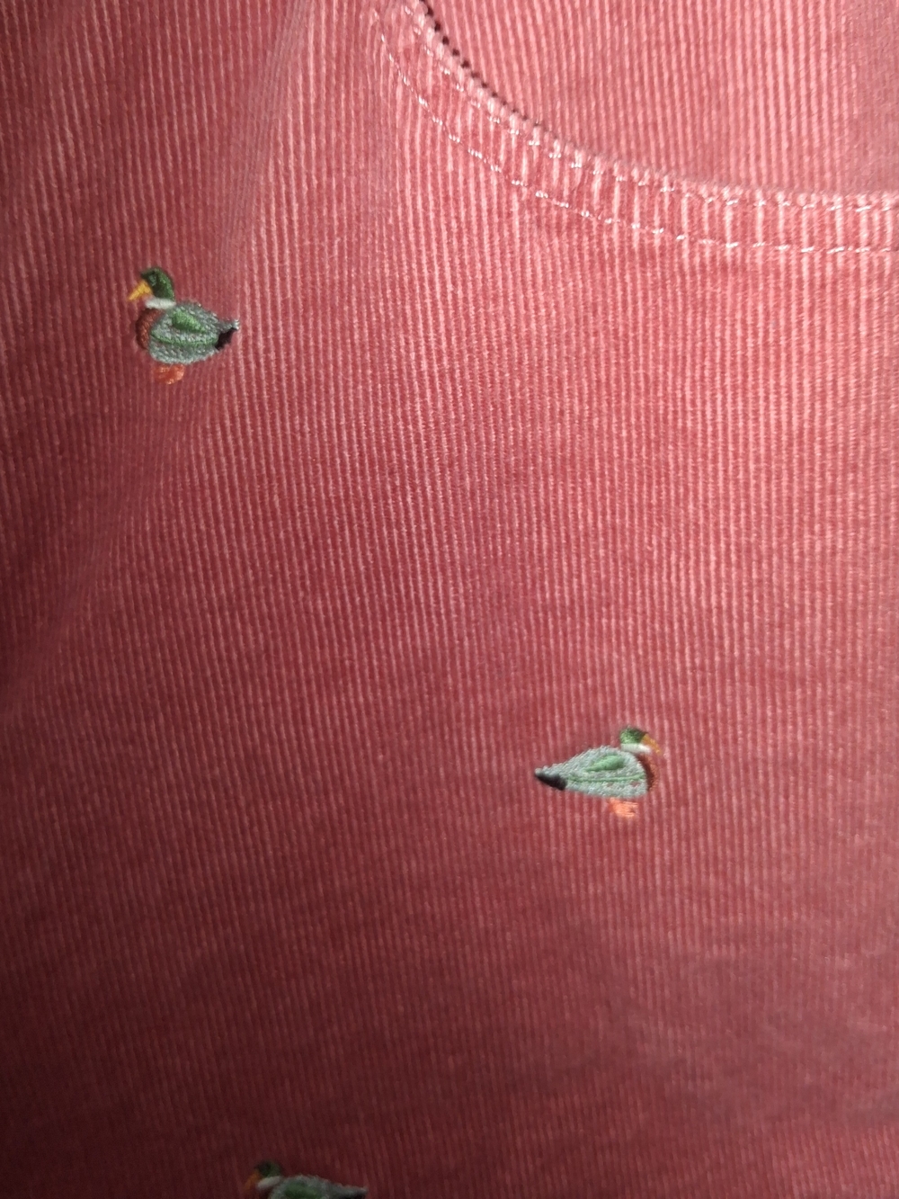 Talbots Corduroy Straight Leg Pants Pink Mallard Duck Embroidered Womens 12P - Picture 6 of 7